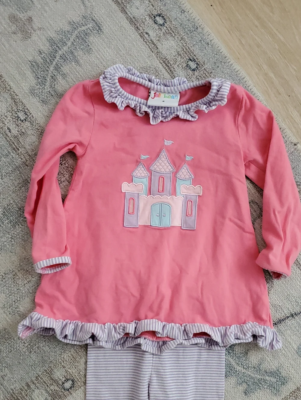 Jellybean Toddler Girls Princess Castle Applique Ruffle Set Matching Outfit Sz2